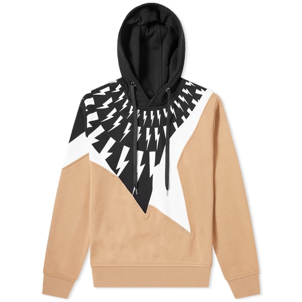 Neil Barrett Black, White, and Tan Lightning Sweater